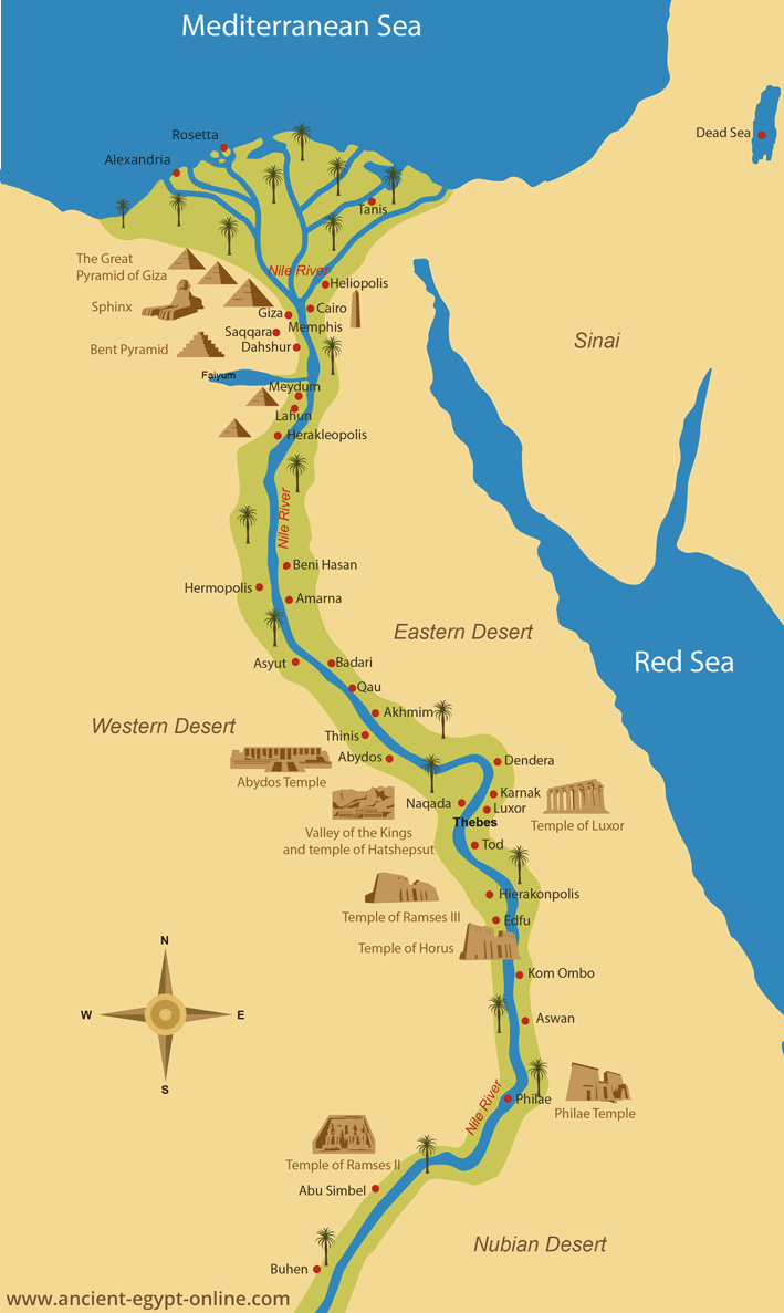 Map of ancient Egypt, from www.ancient-egypt-online.com